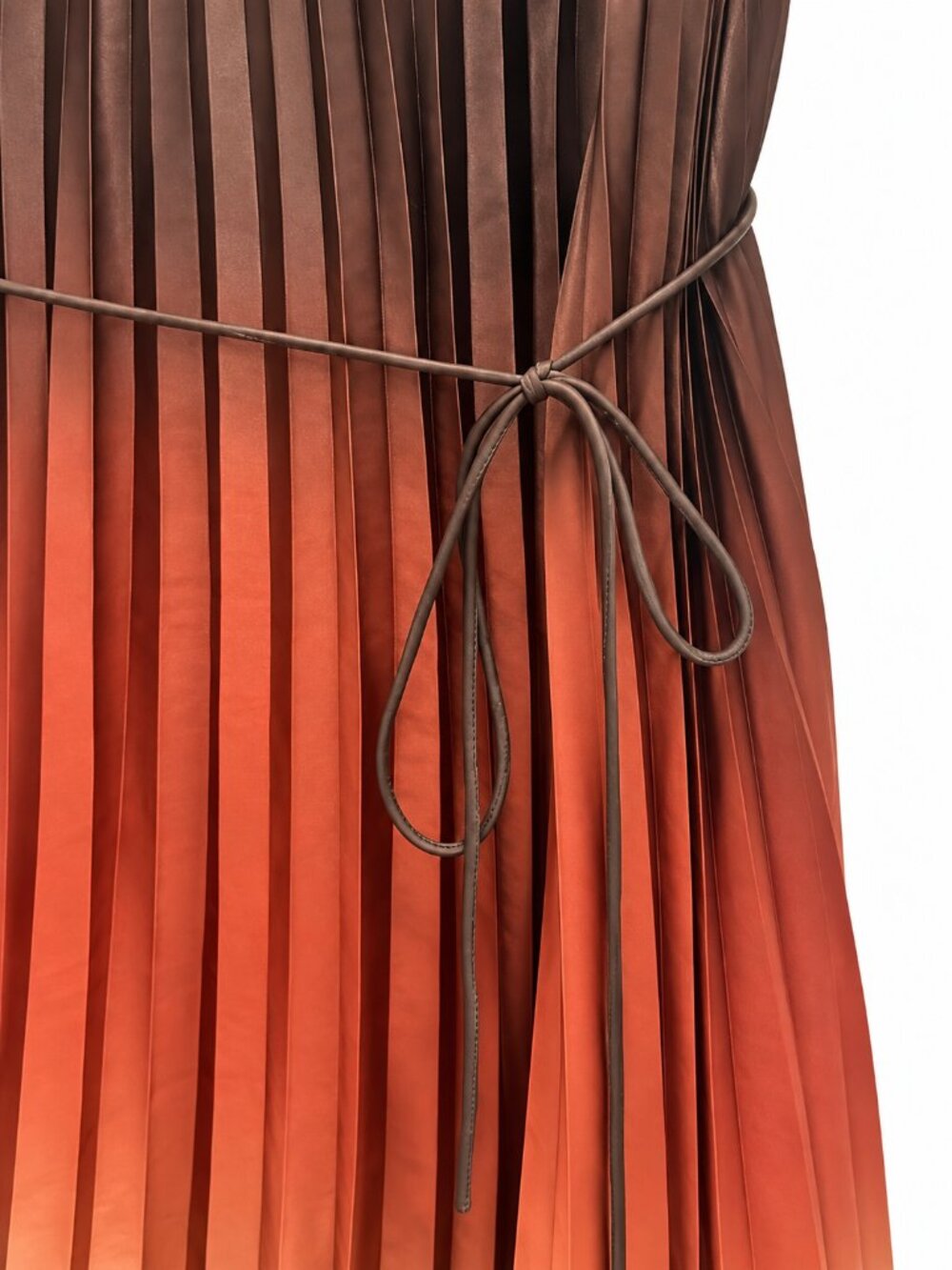 Banana Republic Sunset Ombré Pleated Maxi Dress Brown Cream - Picture 4 of 6